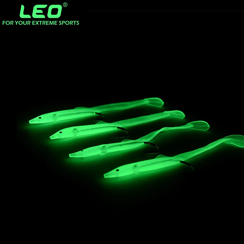 

LEO Glow in Dark Soft Worm Rubber Fishing Lure Night Luminous Artificial Fishing Bait Fishing Tackle Wholesale