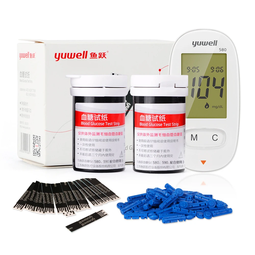 

Yuwell mmol/L Diabetes Glucose Meter 580 Medical Diabetic Test Strips Test Lancets Blood Sugar Monitor Health Care Tool Dropship