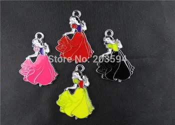 

AE223 100Pcs Mixed Enamel Princess Charms Pendants Bracelet Charms 33x23MM bead