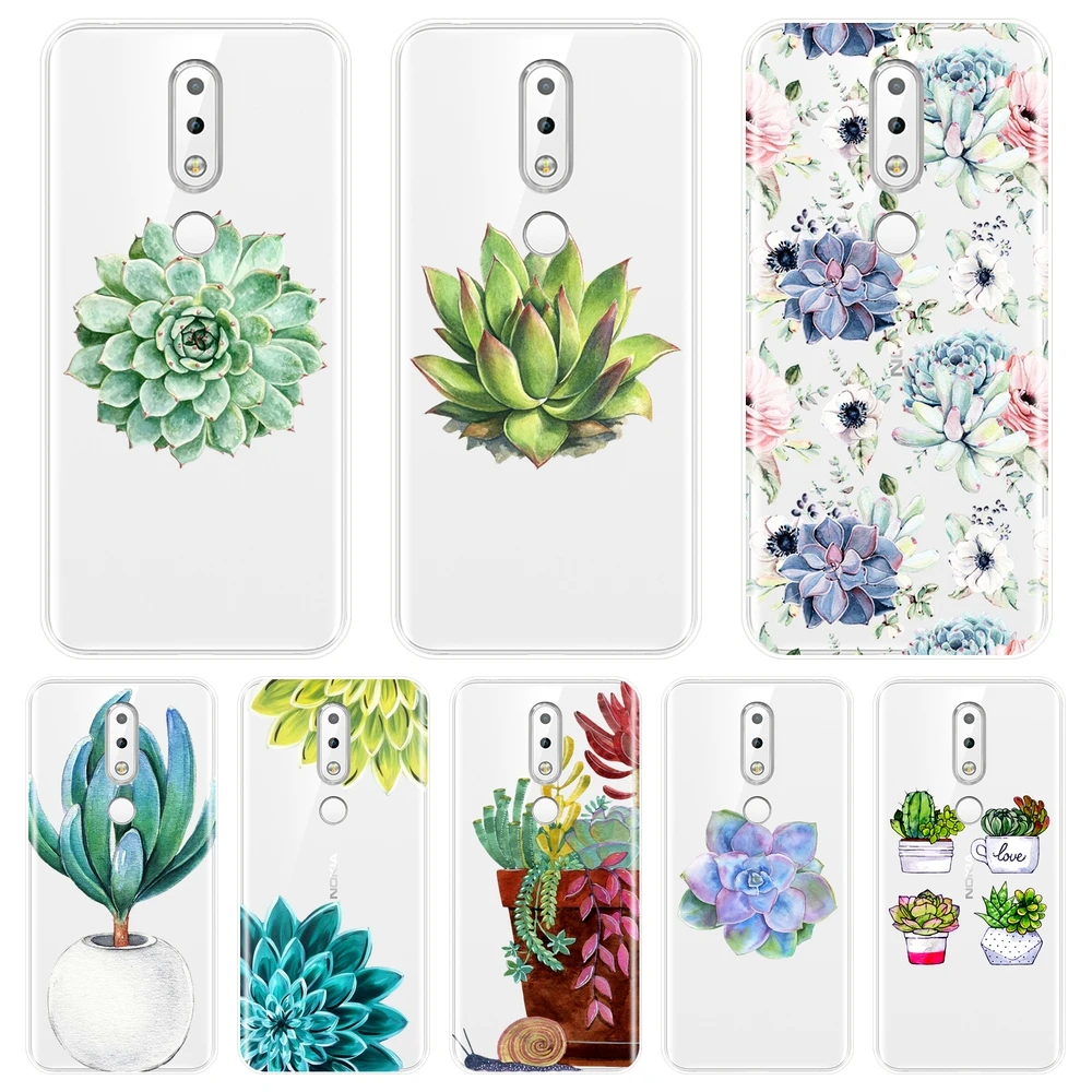 

TPU Phone Case Silicone For Nokia 2.1 3.1 5.1 6.1 7.1 Plus Flower Succulent Cactus Soft Back Cover For Nokia 2.1 3.1 5.1 6.1 7.1