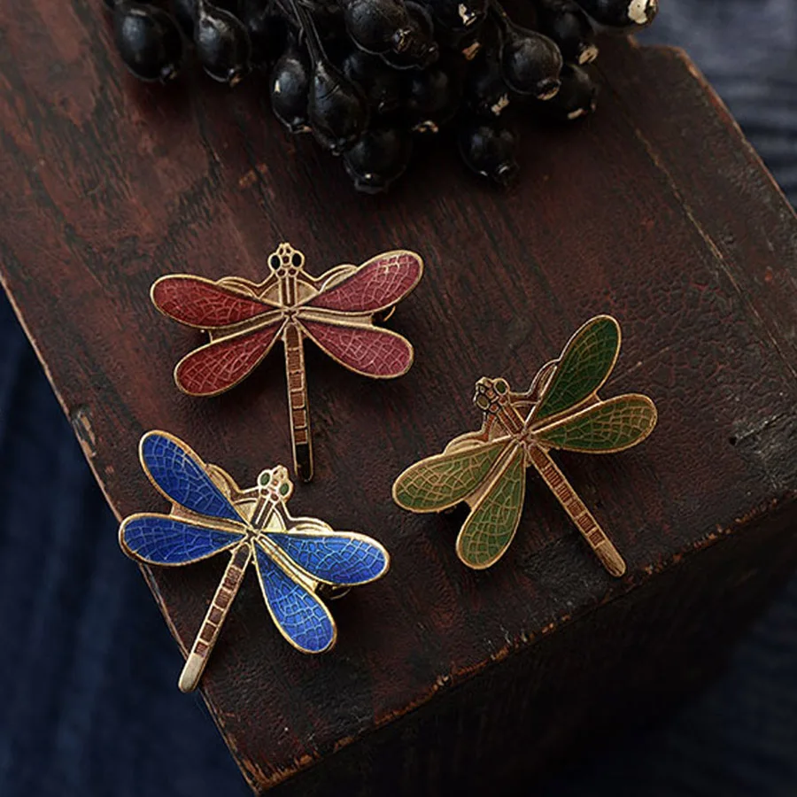 

2018 Broches Jewelry Fashion Enamel Pin Metal Dragonfly Brooch Lapel Pin Men Brooch Bijou Gold Vintage Insect Brooches For Women