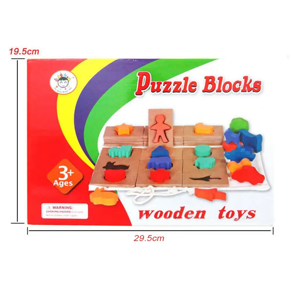 Детские деревянные головоломки в форме животных, развивающие игрушки для дошкольников - Цвет: puzzle blocks