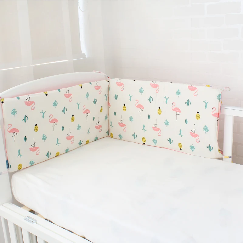 Детские бамперы для кроватки, хлопковая защита для кроватки, Мультяшные Бамперы для кроватки для новорожденных, разноцветные бамперы для кроватки, длина 120 см - Цвет: Flamingo 1 Pcs