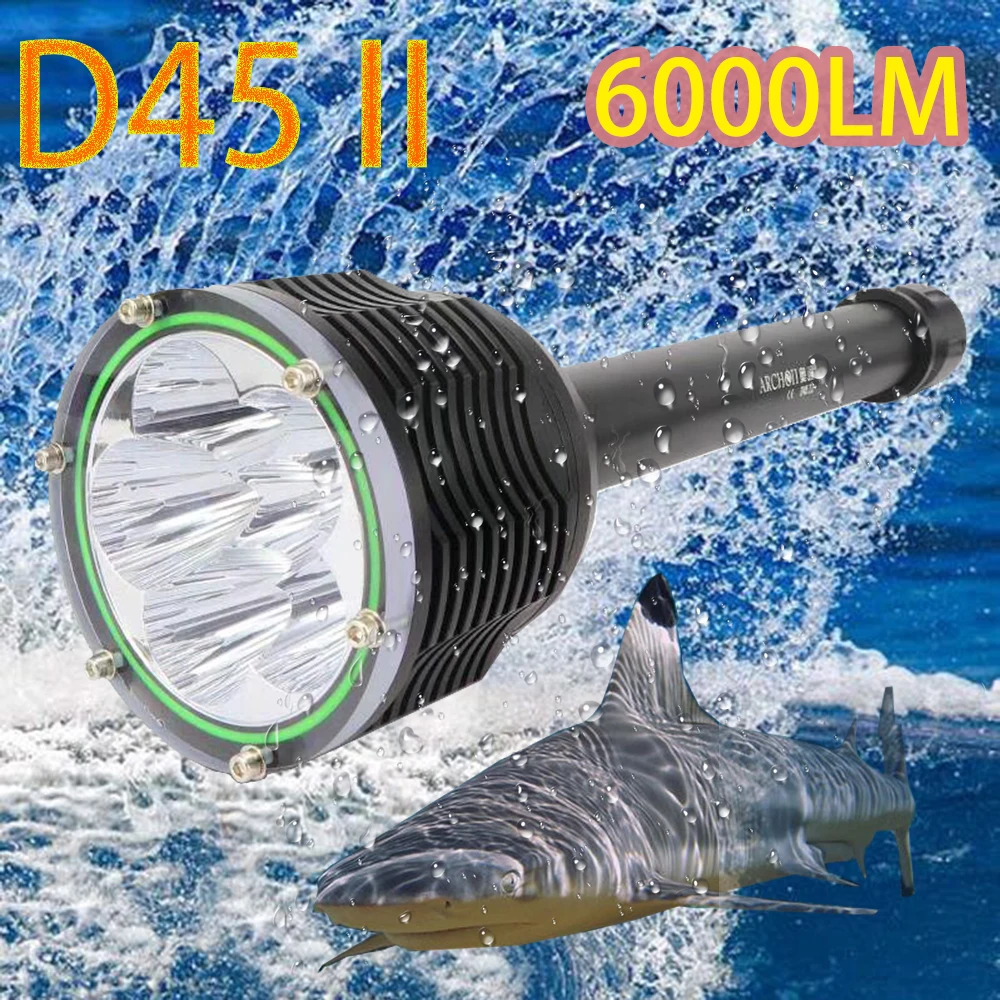 

ARCHON D45 D45 II Diving Light 6*XM-L2 U3 LED 6000LM 100M Underwater photographing torch with batteries + charger + aluminum box