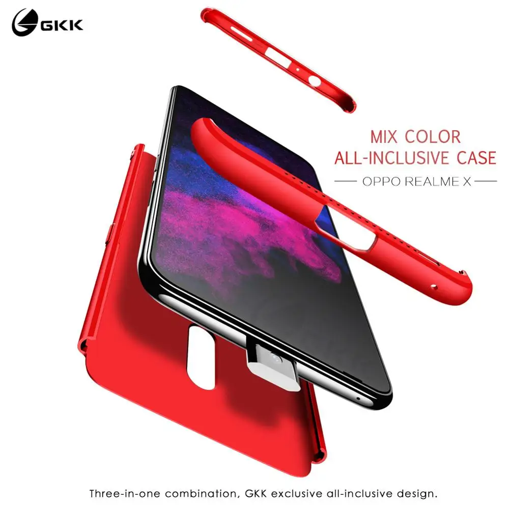 Роскошный чехол GKK для OPPO Realme X жесткий матовый ударопрочный из поликарбоната 3 в 1