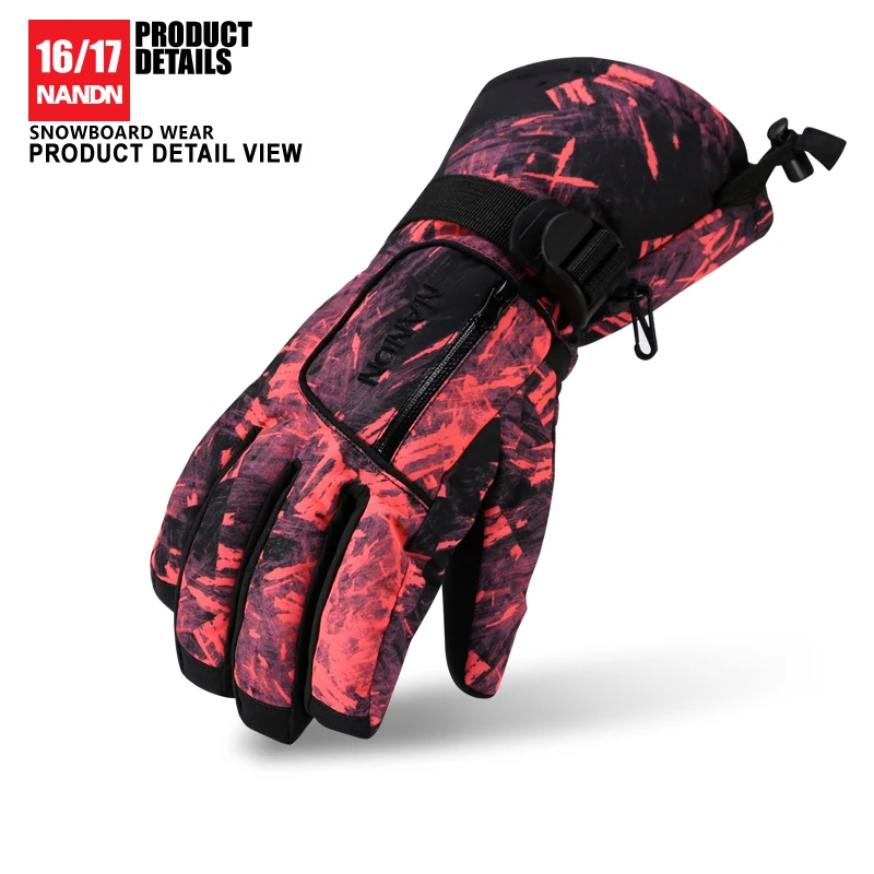 NANDN лыжные перчатки для мужчин и женщин, сохраняющие тепло, перчатки для сноуборда, мотоциклетные зимние лыжные альпинистские Водонепроницаемые зимние перчатки