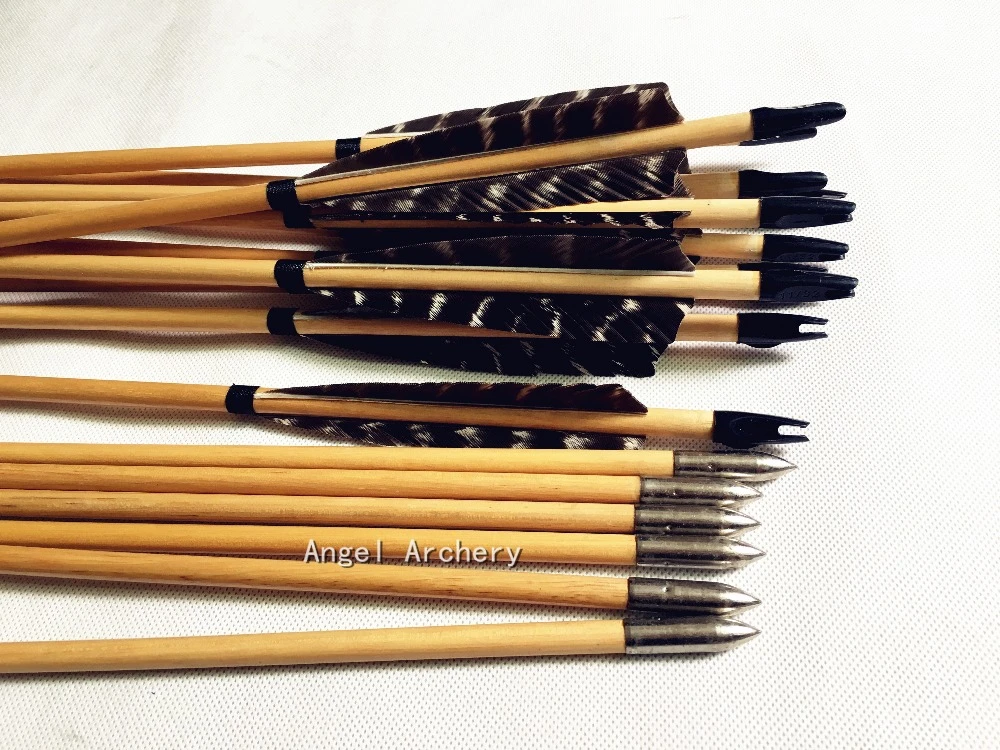 Dyed Feather wooden arrows for Archery Longbow Hunting&shooting 28inch-33inch