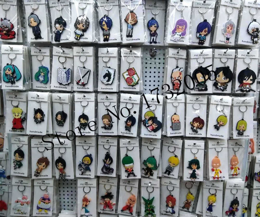 

New 20pcs Japanese anime mix Double-sided PVC Key Chain For Best Gift