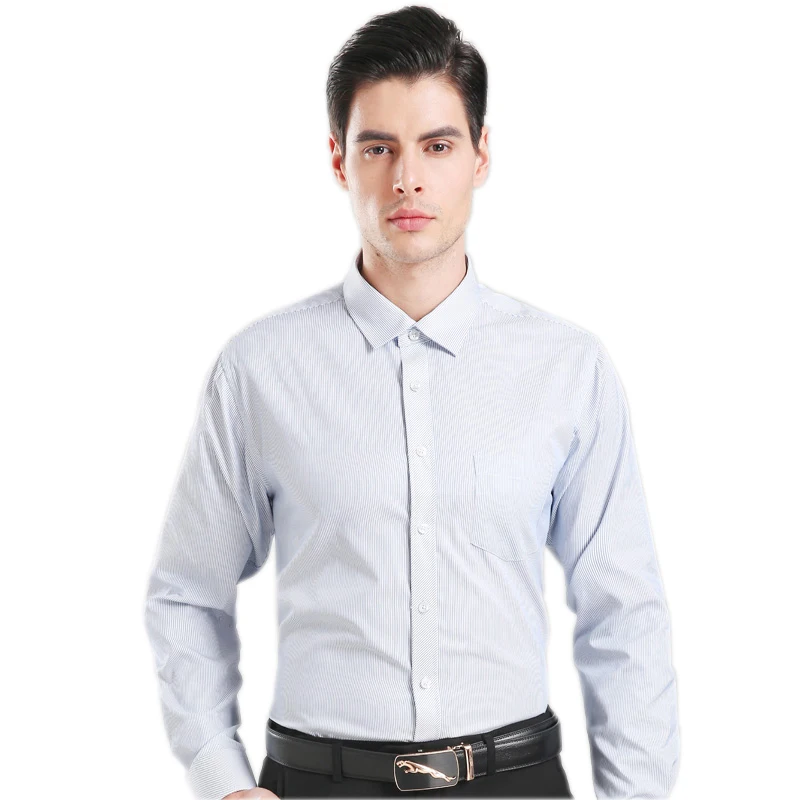 Новое поступление мужские рубашки для работы брендовые рубашки в полоску с длинными рукавами/Саржевые мужские рубашки однотонные рубашки без утюга приталенная рубашка