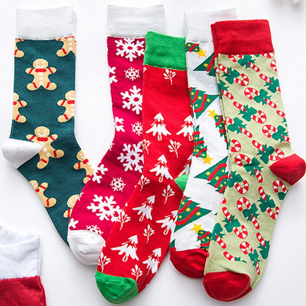 1pair Fashion Christmas Socks Women Cartoon Funny Cute Winter Female