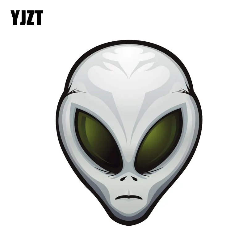 

YJZT 15CM*11.3CM Funny Alien UFO Creative Reflective Car Sticker PVC Decal 12-0557