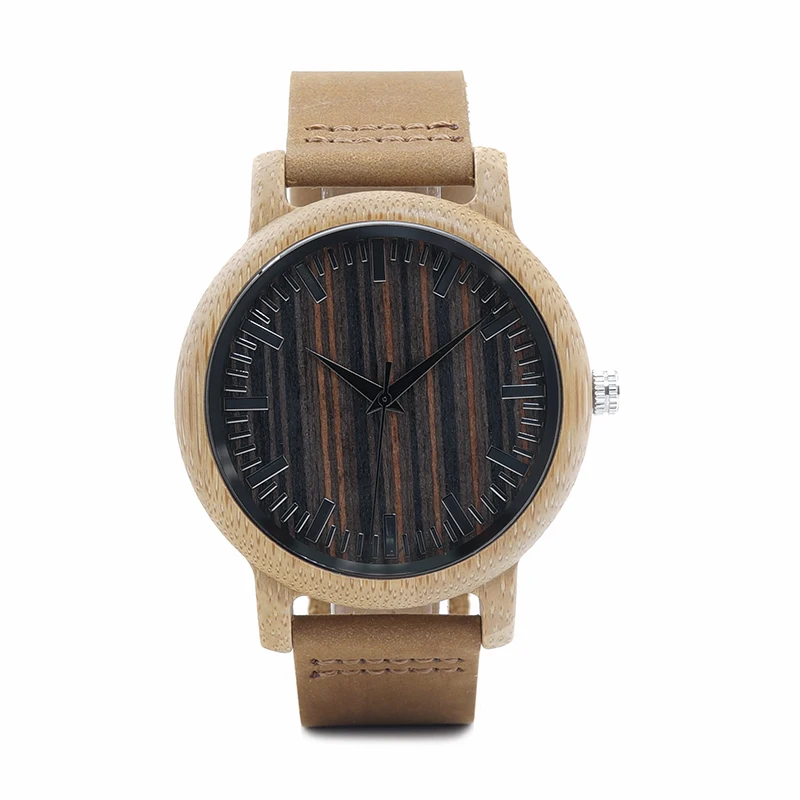 BOBO BIRD WH08 Bamboo Watch Wooden Dial Face with Scale Men Quartz Watches Leather Straps relojes mujer marca de lujo 2017