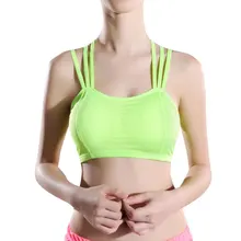 Women breathable sexy strap cross back wirefree Padded Sports Bra Solid Gym Fitness Seamless Crop Top
