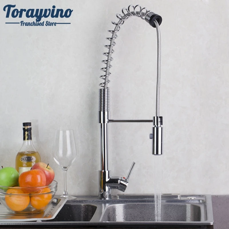 

Kitchen Sink Faucet Luxury Pull Out Sprayer Wash Basin Faucets Waterfall 360 Swivel Mixer Chrome Finished Swivel.