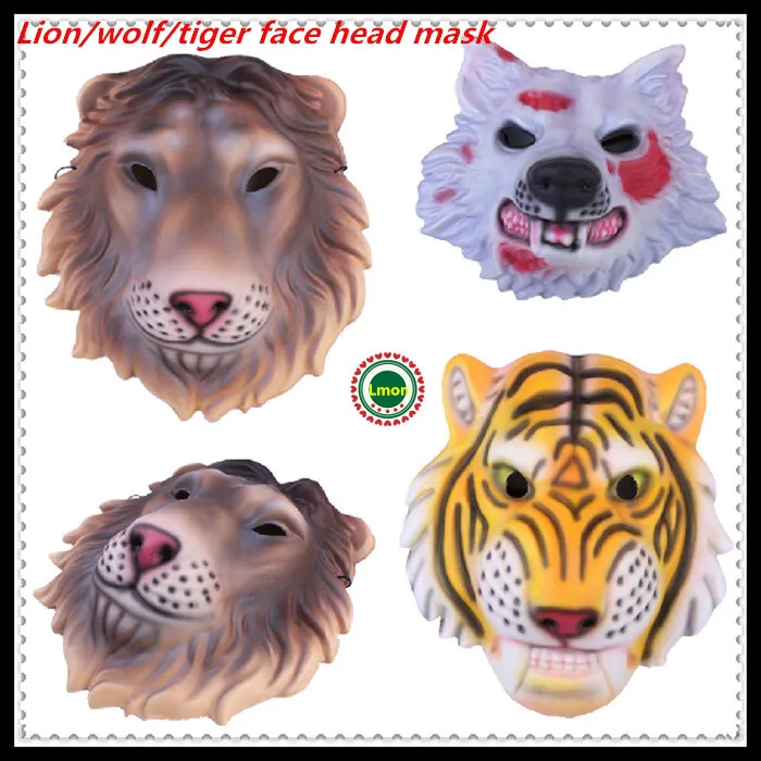 

Free Shipping Party Cosplay Free Shipping Halloween mask EVA material performance props Tiger Lion Wolf mask Animal Head Mask
