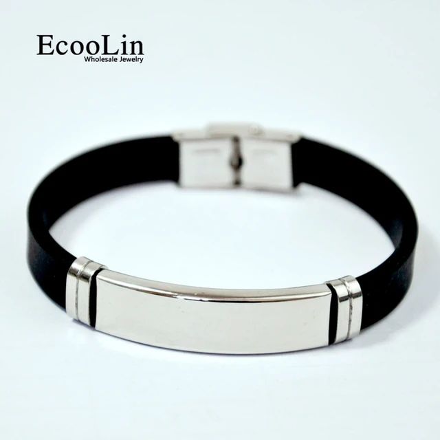 Wholesale New Accessories Stainless Steel Smooth Black Leather Braided Bracelet  Letters Personality DIY Bracelets for Men From m.