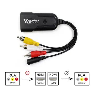 

5pcs WIISTAR HD 1080P for HDMI AV/RCA CVBS Adapter Mini for HDMI2AV Hdmi to AV(CVBS) For PS3/PC/VCR/NTSC
