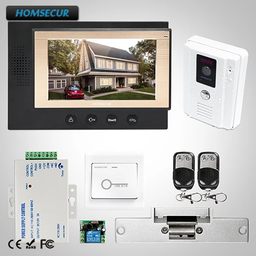 HOMSECUR 7 "Проводной Видео и Аудио Смарт Дверной Звонок + Белая Камера для квартиры: TC011-W + TM701-B