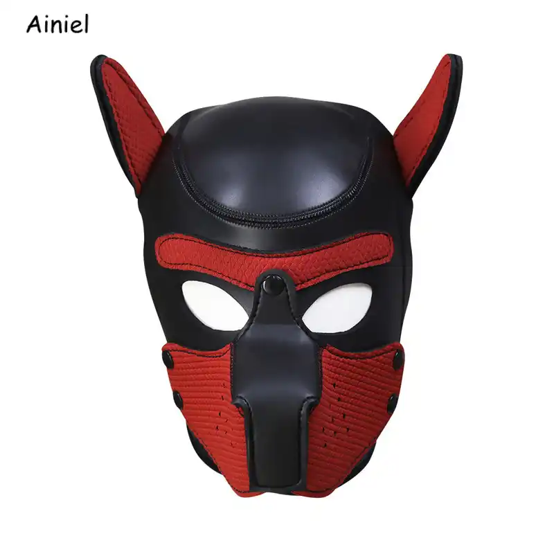 Soft Padded Latex Rubber Puppy Cosplay Role Play Dog Mask Full Head with Ears K