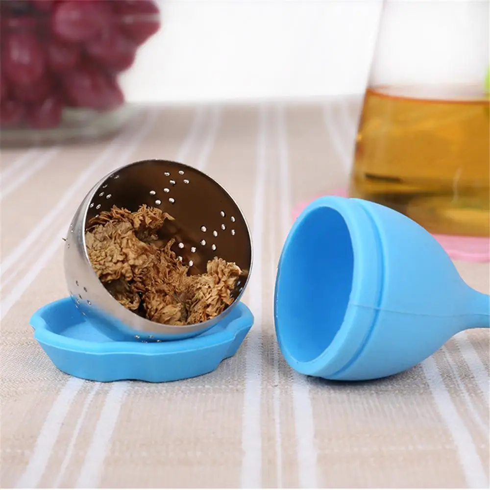 

Tea Infuser - Silicone Handle Stainless Steel Strainer Drip Tray Included - Loose Tea Steeper - Best Tea Infuser for Loose Leaf