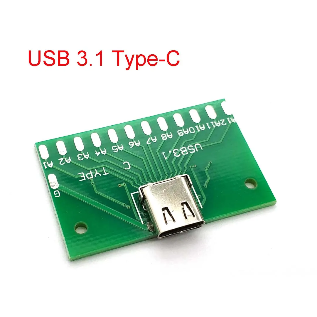 

USB 3.1 Type-C Connector 24P 24Pin Female Socket PCB Adapter Welding test Circuirt Board