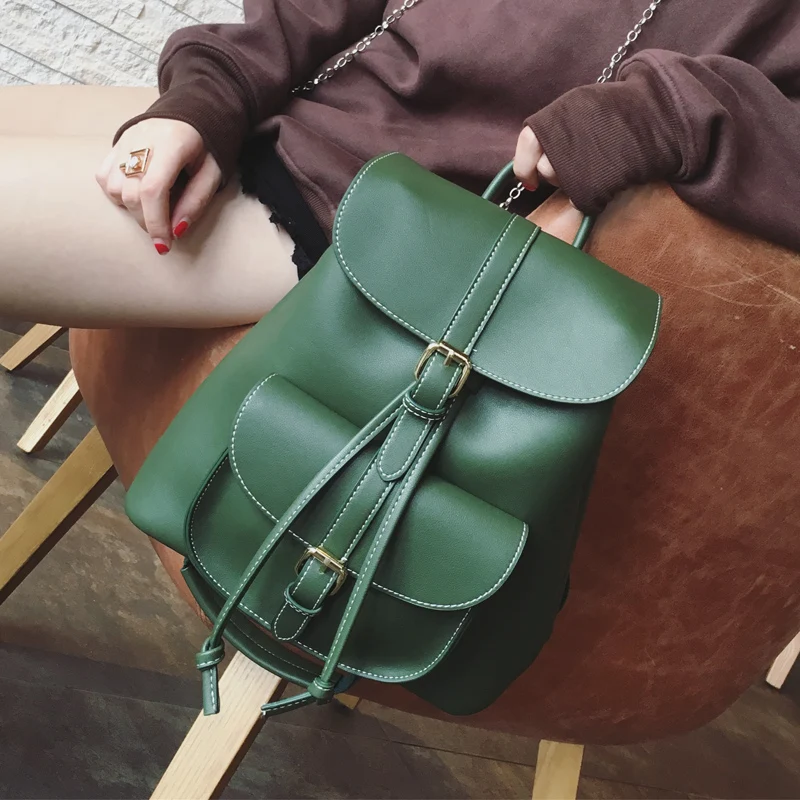 

2019 New Women's Drawstring High quality PU Leather Backpack School bags Teenage Girls Backpacks for Women ladies Bagpack 099