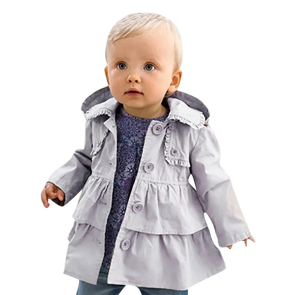 Тренч детская одежда ветровка для маленьких девочек осенне-зимнее теплое пальто с капюшоном Детская верхняя одежда, куртка BFOF