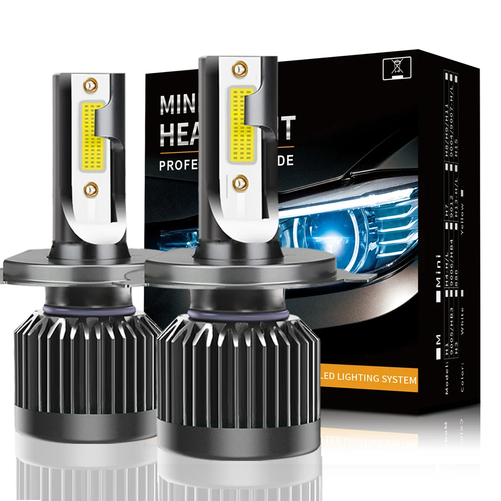 

Upgrad 2Pcs 8000LM 60W H4 Led Headlight Bulb 6000K COB Car Light LED Headlamp HB2 9003 Hi/Low Beam Mini Auto Turbo Fan Bulb