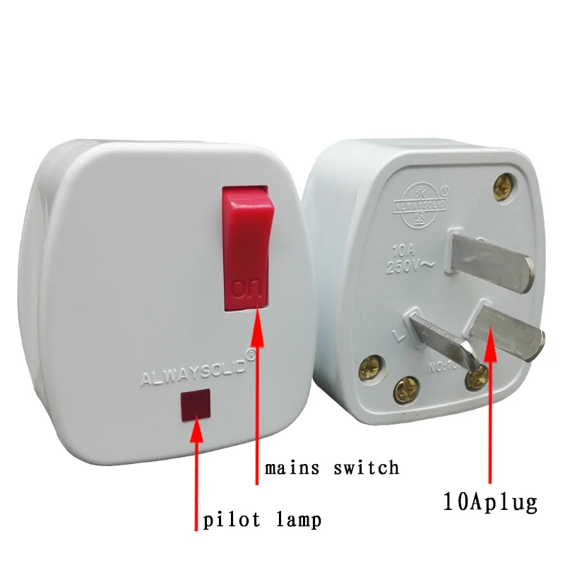 5 шт. AU Switch 250В 10А AC Power Plug с переключателем мужской электрической розетки