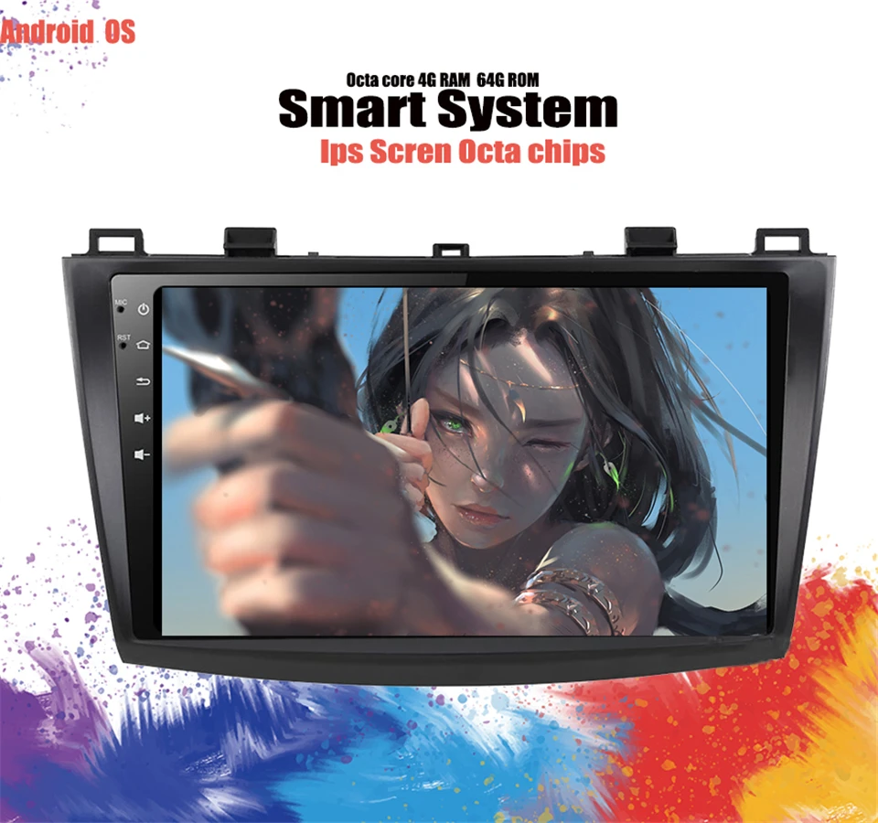 Flash Deal 4GB+64GB Android 9.1 9" Car GPS Navigation Radio Multimedia Player for 2009-2012 MAZDA 3 support DVR DAB+ TV tuner 4G Carplay 3