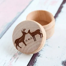 Деревенская кольцевая шкатулка, Свадебная шкатулка с оленем, кольцо с индивидуальной гравировкой шкатулка A