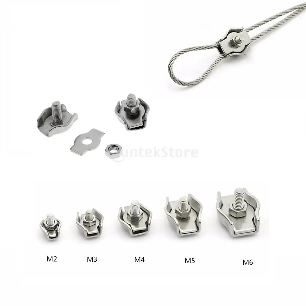 2pcs M2 M3 M4 M5 M6 Simplex Wire Rope Clips Connect Fixing 1 Post Wire