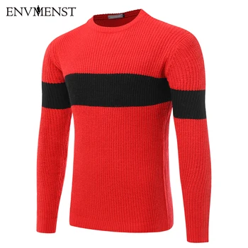 

Envmenst 2017 New Autumn Winter Fashion Brand Clothing Men's Sweaters Patchwork Slim Fit Men Pullover Knitted Sweater