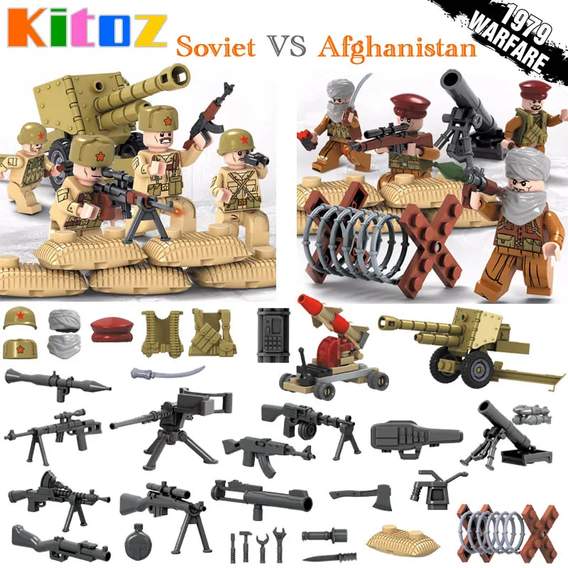 

Kitoz 2019 World War II WW2 Soviet VS Afghan Army Soldiers Figure Military Building Blocks Toy for Boy kid compatible with lego