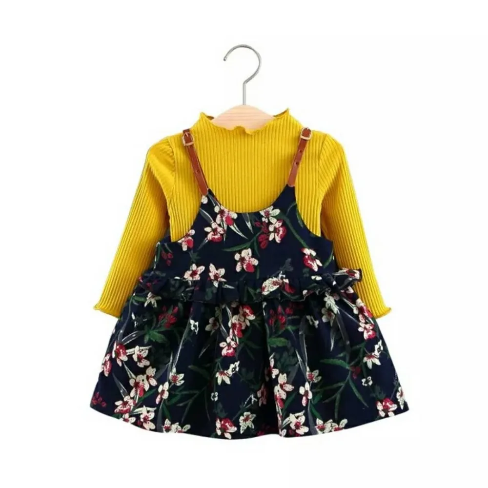 

Baby Infant Dresses Spring Autumn Princess Dress Girls Clothes Sweater T-shirt+ Floral Printed Skirts 2Pcs Newborn Clothing Sets