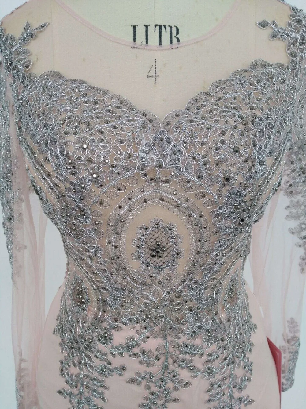 2019 New Sexy Evening Dresses Long Silver Lace Appliques Pink Navy Blue Mermaid Evening Gown Robes De Soiree Longue Formal Dress