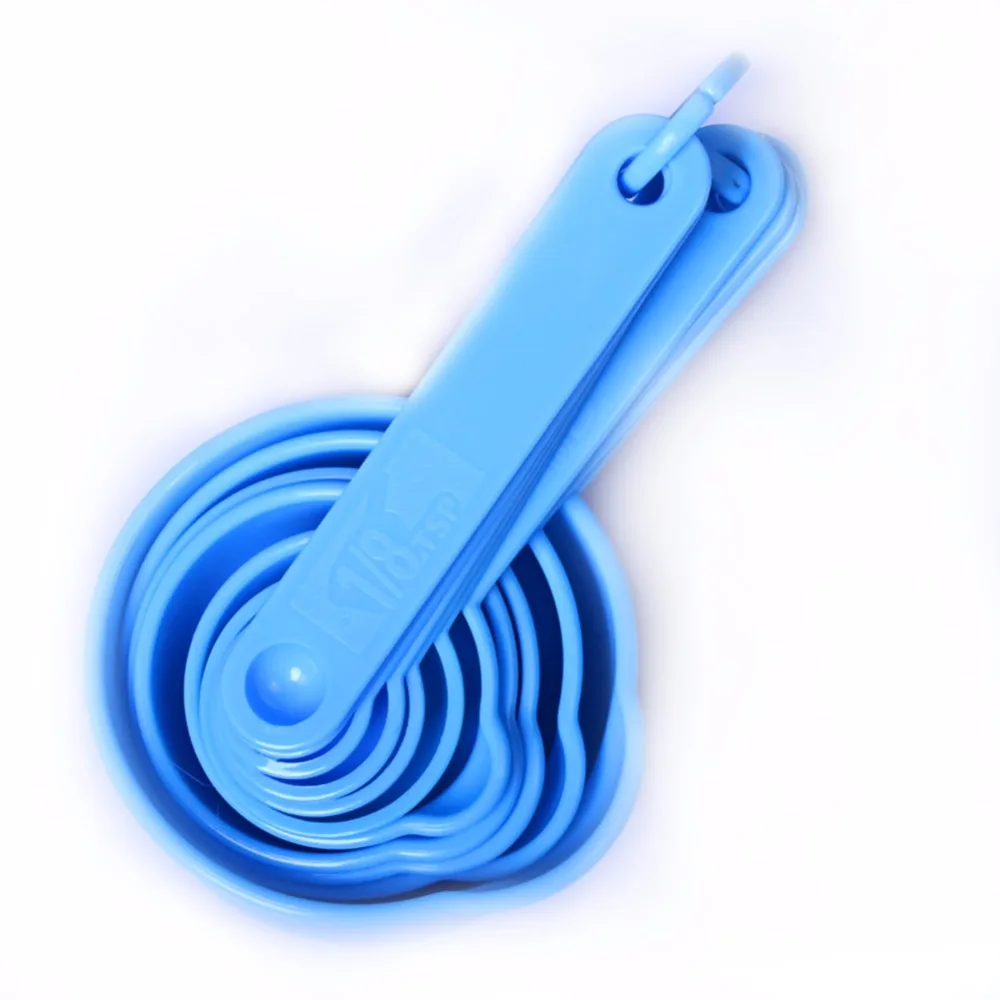 

11pcs/set Blue Plastic Kitchen Measuring Measure Spoons Cups Tablespoon