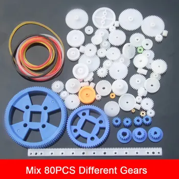 

New Nice ABS Plastic Gear Kit Wheel Gears Mixed 80pcs Different Gears DIY Toy Robot Motor Model Gearbox Accessories