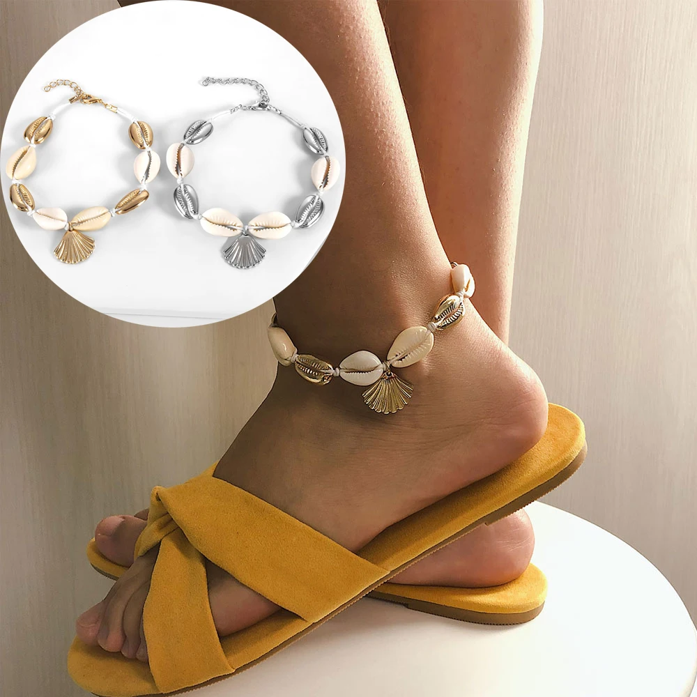 

1Pcs Anklet Bracelet Natural Cowrie Beads Shell Anklet Bracelet Handmade Hawaiian Beach Fashion Jewelry