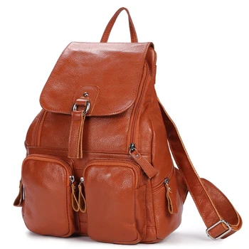

Backpack Women Backpacks Solid Vintage Girls School Bags for Girls Black Leather Fashion Female Travel Zipper Large Capacity Bag
