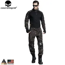 EMERSONGEAR Airsoft BDU Tactical Uniform Combat Shirt Pants with Elbow Knee Pads Military Hunting Clothes Multicam Black EM6971