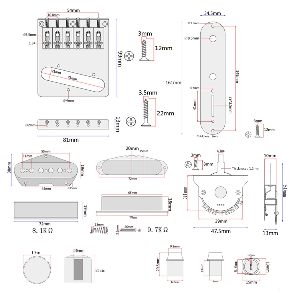 1 Set Loaded Prewired Control Plate Bridge Stringed Instruments Replacement for Telecaster Guitar