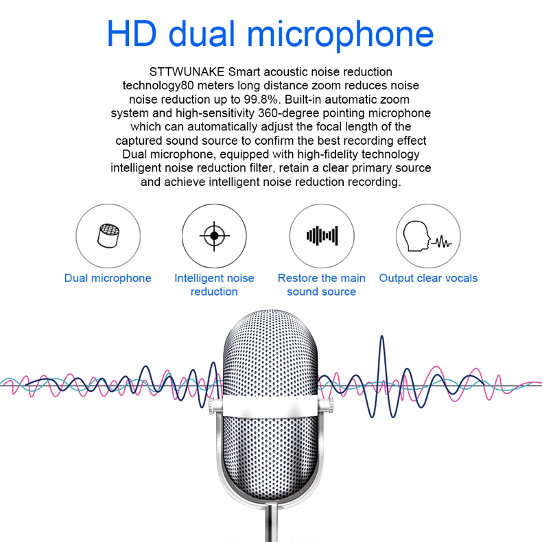STTWUNAKE original Audio Voice Recorder professional Digital HD Dictaphone Mini hidden denoise long-distance HiFi Lossless MP3 STTWUNAKE original Audio Voice Recorder professional Digital HD Dictaphone Mini hidden denoise long-distance HiFi Lossless MP3