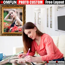 Homfun diyの写真カスタムダイヤモンド絵ラインストーンダイヤモンド刺繍ビーズ細工5Dクロスステッチ5D家の装飾