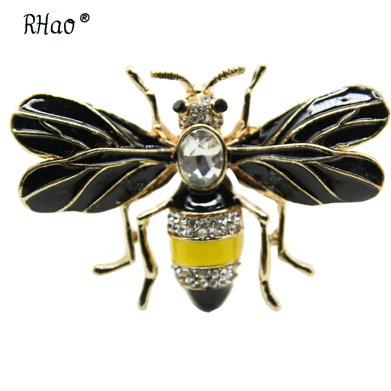 RHao милые желтые эмалированные броши в виде пчел Винтажные заколки с животными 4 цвета на выбор летающие Броши с насекомыми для женщин и мужчин ювелирные изделия