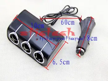 

by dhl or ems 50pcs Lighter 3 Way Auto Socket Splitter 12V/24V Charger Power Adapter With Blue lights