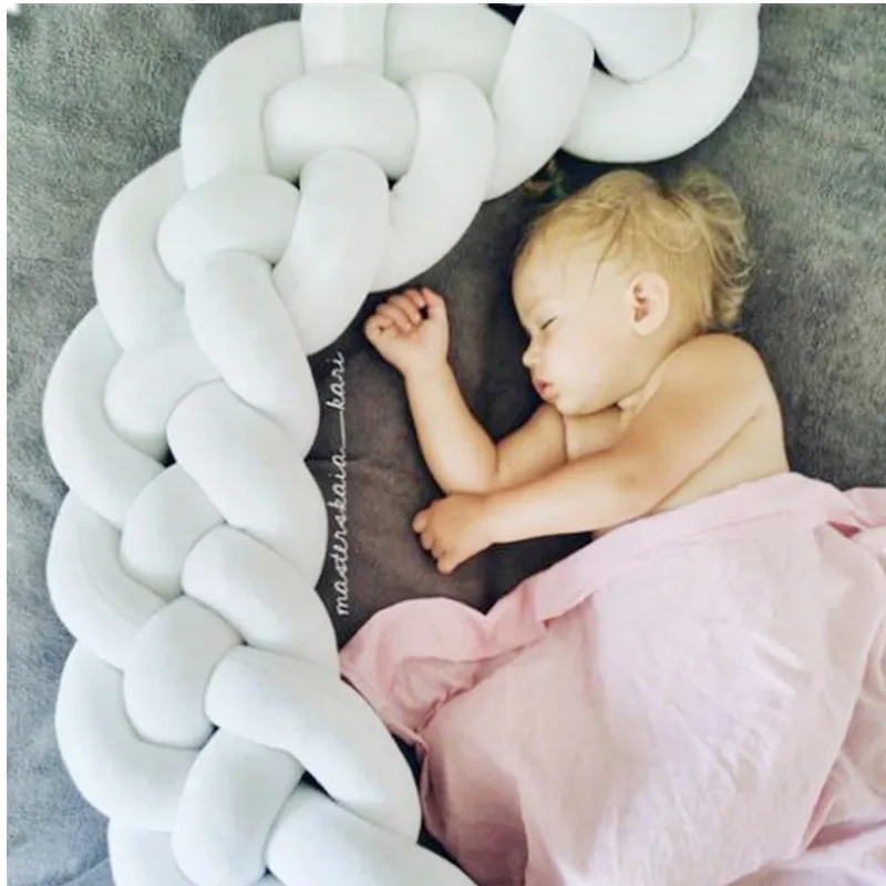 

Baby Bed Bumper Knotted Cotton Braid Pillow Cushions Kids Room Decoration Stuffed Plush Toys Bed Around Protection