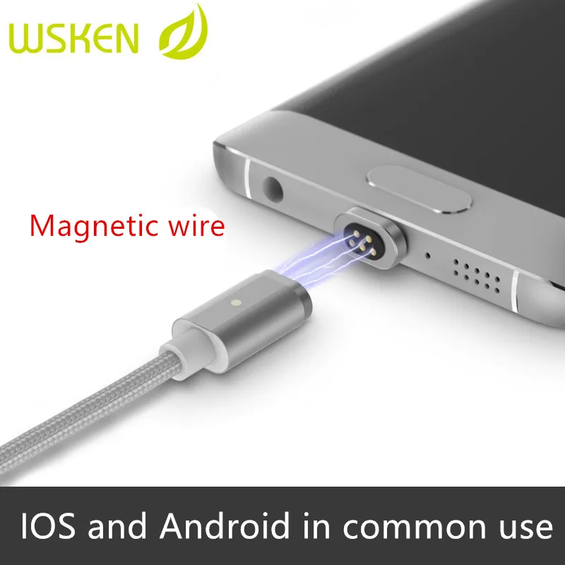 Wsken Magnet Charging Cable Phone Cables for Android Lightning Port Smart Charging Cables for Huawei Apple