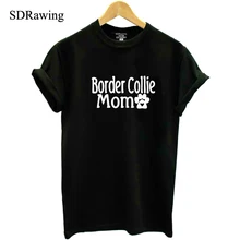 SDRawing Border Collie Mom Dog Lover Paw Print Unisex cotton T Shirt Many Colors Custom Gift for Her Jenuine Crafts top tees border collie car stickers decorating dog accessories