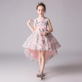 

Elegant Junior Bridesmaid Wedding Gowns Flower Girls Prom Show Dresses Princess Print Party Tutu Dress Kids Clothes 5-2 Years